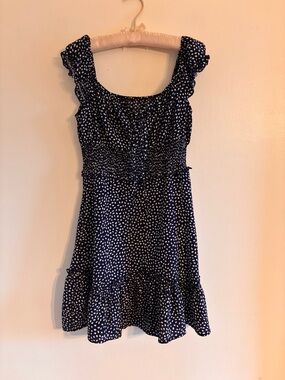 Women’s Navy Blue Smocked Dot Sundress